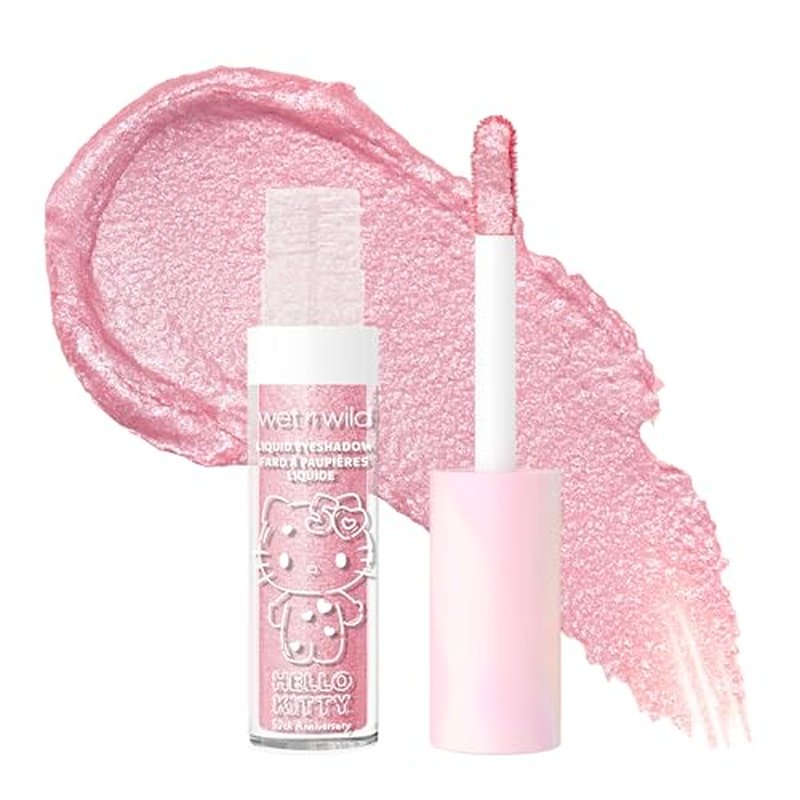 wet n wild Hello Kitty Liquid Eyeshadow, Smooth, Blendable, Shimmery Matte Bubblegum Pink Shade, Cruelty-Free & Vegan - Cheers!