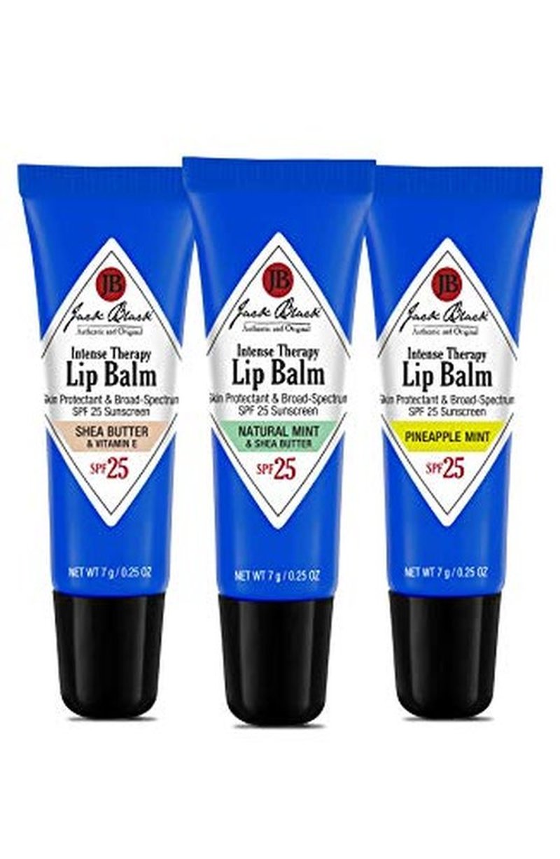Jack Black Intense Therapy Lip Balm, 0.25-Oz. Trio – SPF 25 Sun Protection, Lip Moisturizer, Hydrating Lip Balm with SPF, Lip Sunscreen to Relieve Dry, Chapped Lips