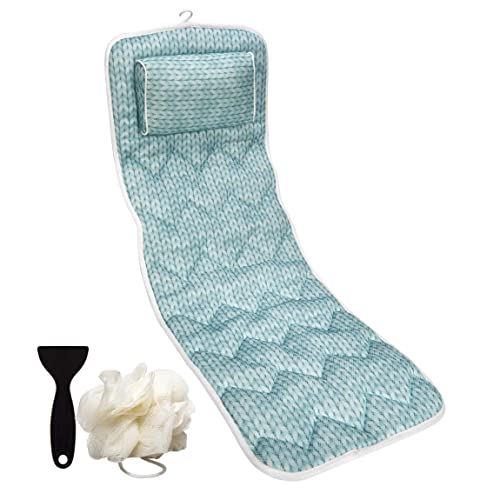 Lady McBath Full Body Bath Pillow - Luxury Bath Cushion for Tub, Neck, Shoulder, and Back Support - 21 Powerful Non-Slip Suction Cups, Machine Washable, Quick-Drying Bath Tub Back Cushion