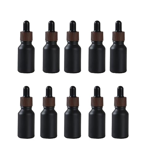 YORROR 10 Pack 10ml Thick Glass Dropper Bottle,Black Empty Refillable Travels Oils Dropper Bottle for Essential Oils,Aromatherapy,Perfume,Cosmetic, Laboratory