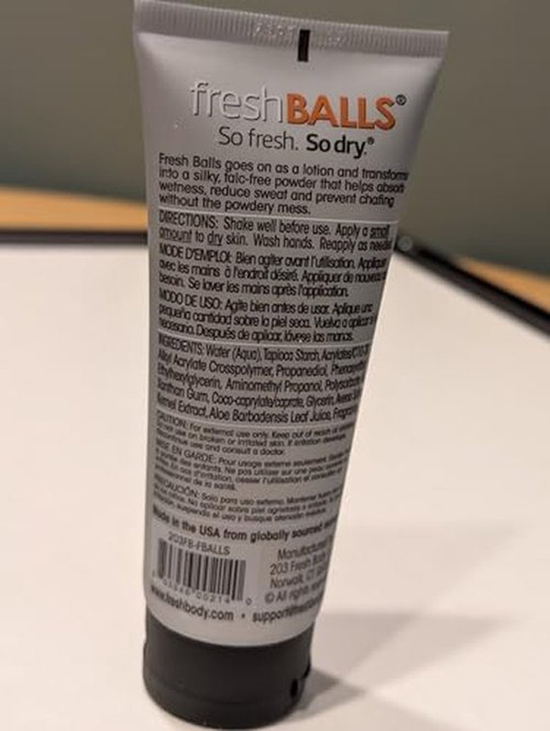 Fresh BALLS Lotion - Men's Anti-Chafing Soothing Cream to Powder - Ball Deodorant and Hygiene for Groin Area - The Original Anti Chafe Cream for Men, 3.4 fl oz