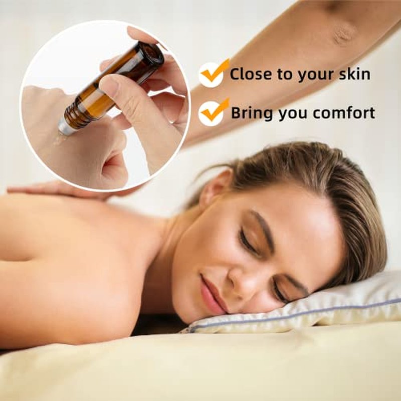 GIVITASOT 10ML Essential Oil Roller Bottles, 6 Pack Amber Oil Roller Bottles for Essential Oils, Roll on Bottles with Stainless Steel Balls(6 Labels, Opener, Funnel, Dropper Included)