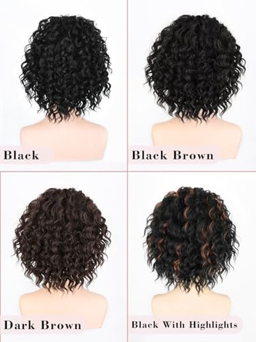 SUZYACCKR Wavy Curly Ponytail Extension, 8 Inch Black Short Soft Natural Synthetic Hairpiece Thick Drawstring Ponytail for Black Women for Daily Use