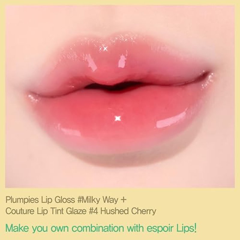 Espoir Plumpies Lip Colloection Lip Gloss #Cherry Bear │ Transparent Glossy Red Lip Care with Plumping Effects │ Chubby Tip Lip Gloss for Easy Application │ Clear Red with No Glitters