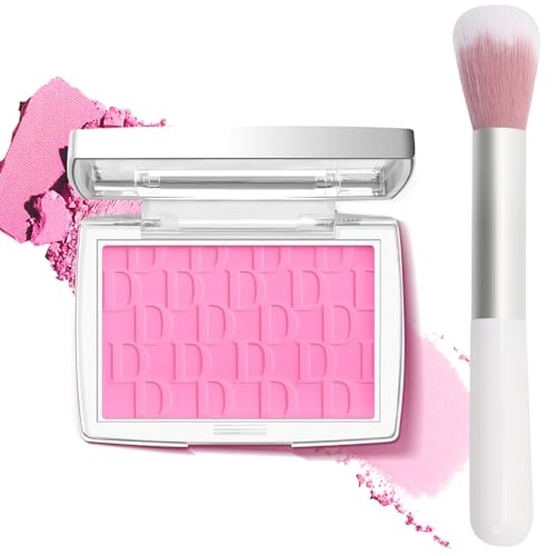 LYBHDAFA Powder Blush for Cheeks with Brush, Matte Pink Blush Palette Korean Blush Powder Face Blusher, Natural Blendable Formula Silky Lightweight Makeup Blush Palette for Cheeks, 001# Pink