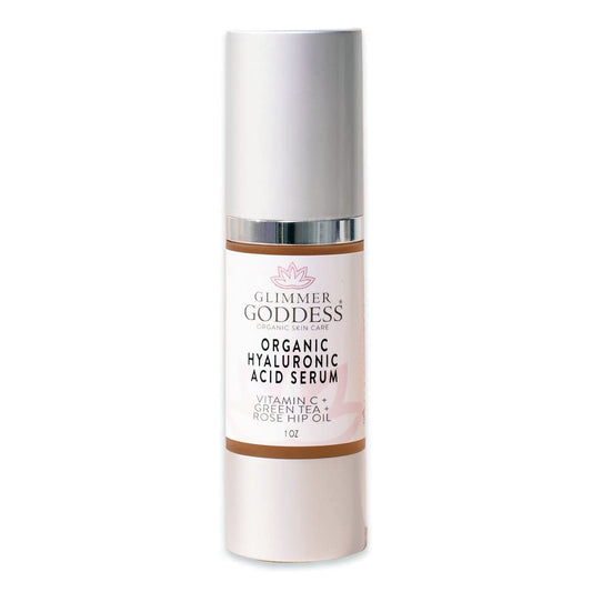 Glimmer Goddess Organic Face Serum - Hydrating Hyaluronic Acid & Vitamin C for Radiant Skin | 1 oz