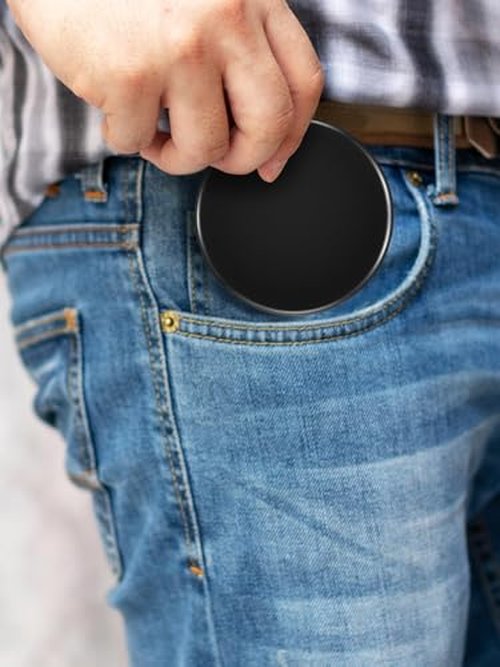 Macaki Compact Mirror for Purses,1X/15X Magnifying Mirror,3-inch Pocket Size Small Mirror for Travel and Makeup,Round Black