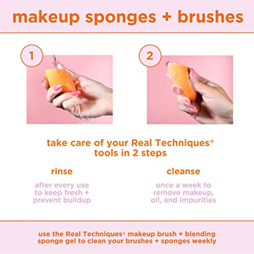 Real Techniques Miracle Concealer Sponge, Makeup Blending Sponge For Concealer, Elongated Shape & Precise Application, Yellow Sponge, Latex-Free Foam, 2 Count