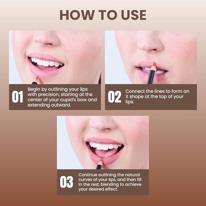 POISE Makeup Lip Liner Pencil | Long-lasting Water-resistant Lip Color Pencil, COCOA (cool brown)