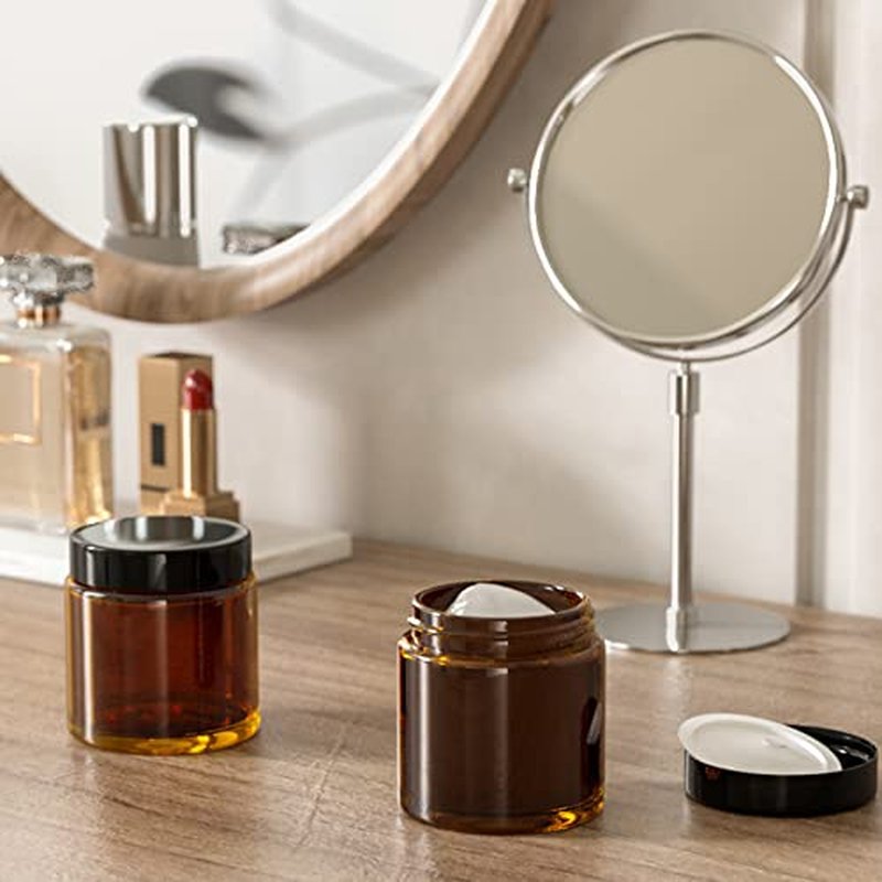 16 Pack, 4 oz Glass Jars with Lids, Amber Glass Jars Small Glass Containers Spice Container for Slime, Makeup, Cream, Lotion, Cosmetic