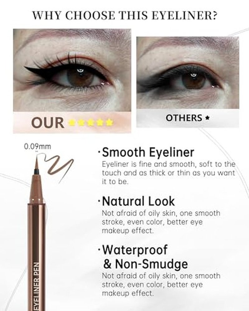 Black Mascara & Eyeliner Pen Kit-2Pcs Longlasting Waterproof Black Tubing Mascara 1Pcs Smudge-Proof Eye Liner Pencil,Volume and Length Curling Mascara Liquid Eyeliner Eye Makeup for Older Women-Set 01