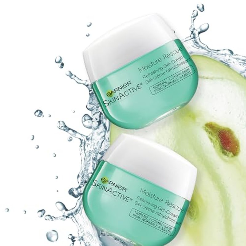 Garnier Moisture Rescue Refreshing Gel-Cream for Normal/Combo Skin, Oil-Free, 1.7 Oz (50g), 2 Count (Packaging May Vary)