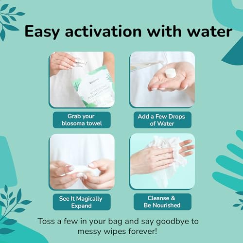 Eucalyptus and Mint Moisturizing Compressed Towel, Disposable Mini Tablets Cotton Coin Tissue, Water Activated Rejuvenating Towels for Travel, Camping, Gym, Home Portable Hand Wipe (Pack of 25)