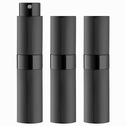 LISAPACK Travel Perfume Atomizer Bottle Refillable: Spray for Travel Size Cologne Empty - Small Portable Fragrance Refill Sprayer - 8ml, Stripe Black