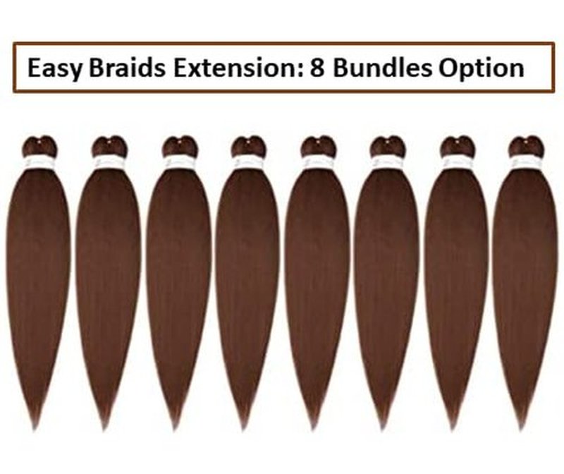 Braiding Hair Extension Jumbo Ombre Colorful for Crochet Braiding 6 Packs (High temperature, Synthetic Fiber, 24 inches) (8 Bundles Easy Braids, Brown)