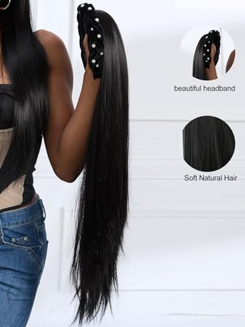 DSFUA Natural 24inch Removable Headband Wig For Black Women