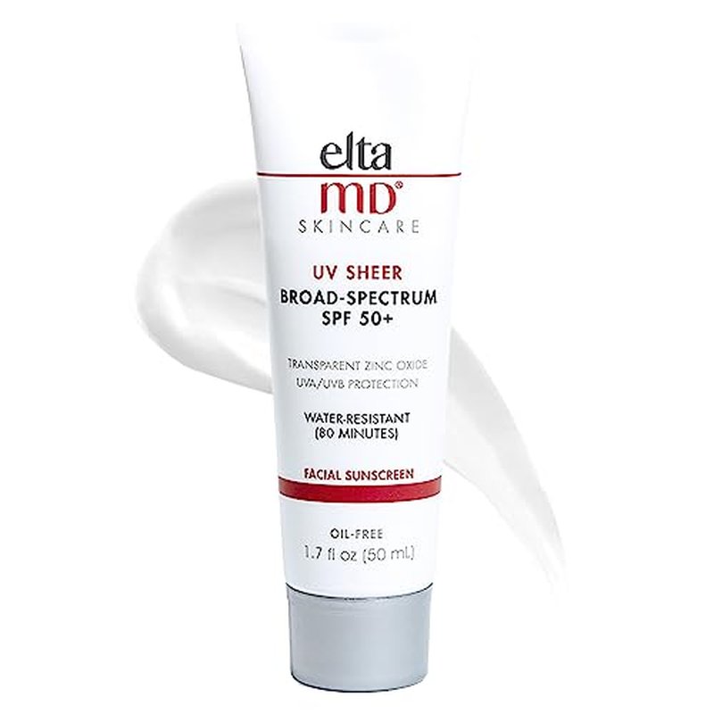 EltaMD UV Sheer Face Sunscreen, SPF 50+ No White Cast Sunscreen for Face and Body, Zinc Oxide Sunscreen Formula, 1.7 oz Tube