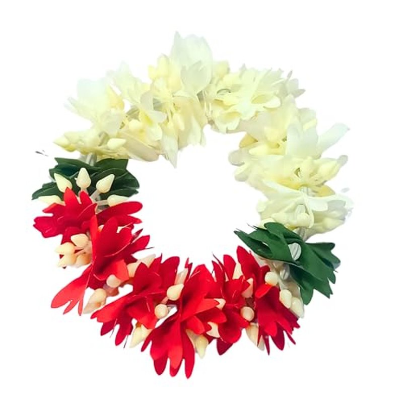 Handmade Artificial Flower Plastic Mogra Gajra Veni Garland for Hair Off White 13 Inch long Juda Bun Realistic Hair Accessory (Design 1, medium)