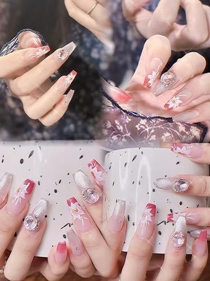 Handmade Press On Nails, Luxury & Custom Fake Nails 3D Handmade Reusable UV Finished False Nails, Hand-Painted Nails Design by Professional Nail Artist Salon Acrylic Nail Kit With Gift Box 10PCS