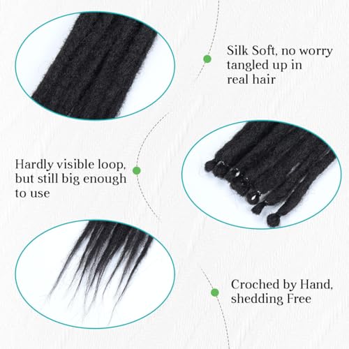 Quiduis 30 Inch 30 Strands SE Dreadlock Extensions Full Sets,3 In 1 Mixed Synthetic Dreads Extensions,Black Curly&Straight&Boho Single Ended Dreads Extensions Hippie Style Dreadlock for Women