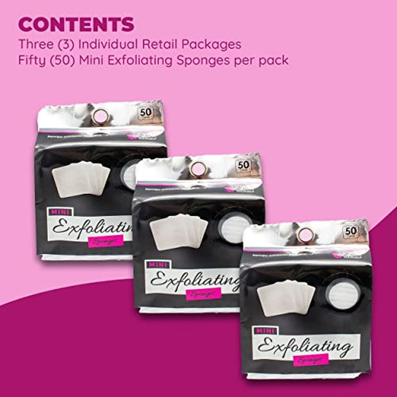 Jacent Mini Exfoliating Sponges: Square Facial Cleansing and Makeup Removal Pads, Suitable for All Skin Types, Multi-Purpose Exfoliating Sponges, Facial Sponges - 3 Pack