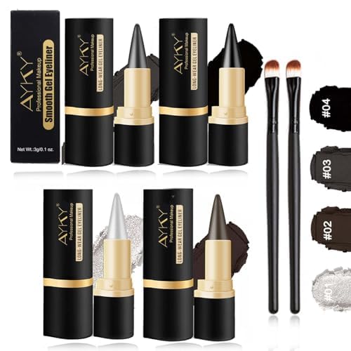 EZGHAR Bousalutend Eye Liner, Bousalurrens Eyeliner Cream, Bousalutend Eyeliner, Ayky Long Wear Gel Eyeliner, Matte Quick-Dry Natural Black Eyeliner Cream, Waterproof Smudge Proof (4PCS)