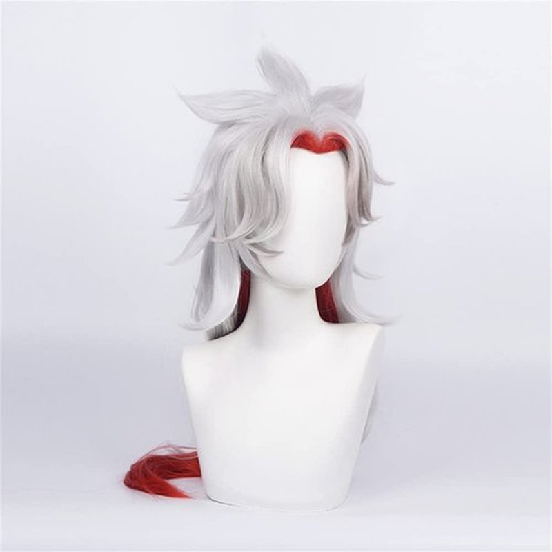 Mystylecos Game Genshin Impact Arataki Itto Silver mix Red Long Wavy Synthetic Wig