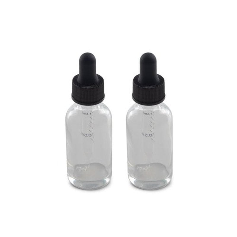 The Bottle Depot - 2 Pack - 1 oz Glass Bottle with Dropper - Clear - 20-400 Neck Finish - Boston Round Bottles - Leakproof Essential Oils Bottles