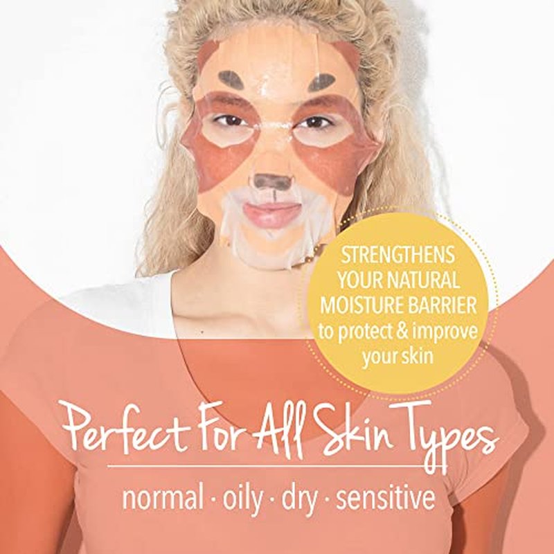 masque BAR Pretty Animalz Facial Sheet Mask, Fun and Unique Sheet Masks with Animal Character Prints, Hydrating and Soothing Korean Facial Mask, Nourishing & Exfoliating Skin Care, Pack of 6