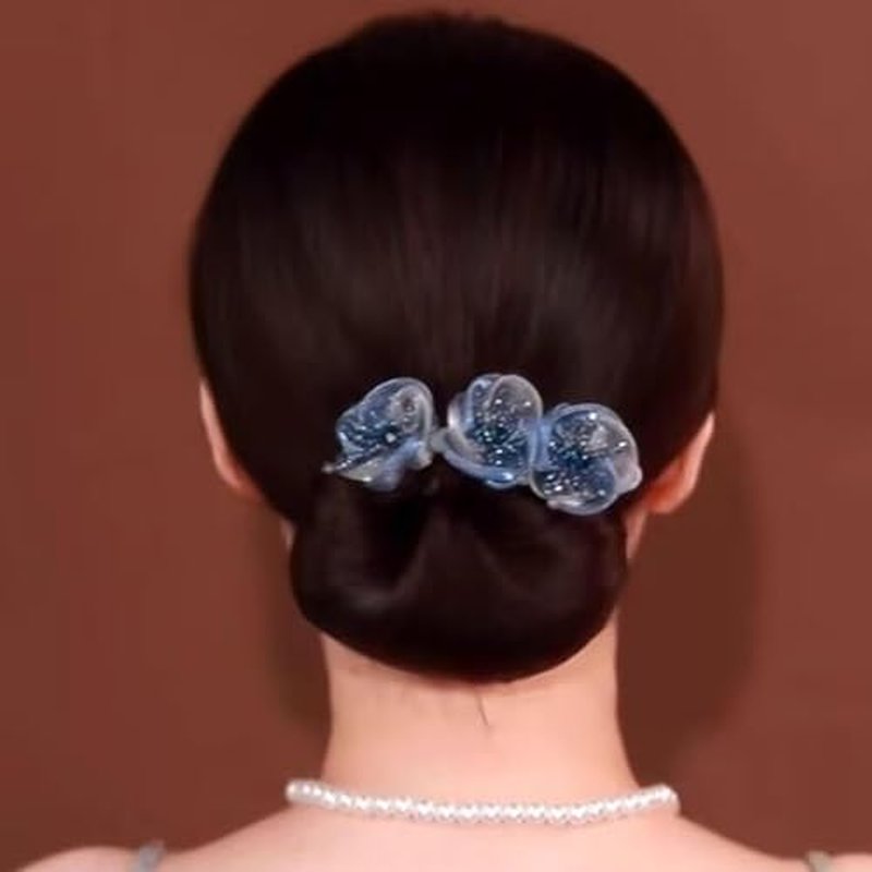 Insstyle Full Star Flower Hair Accessories, Hand Embroidered Flowers Deft Bun Hair, Character Hair Accessories,Lazy Hair Curler (A3)