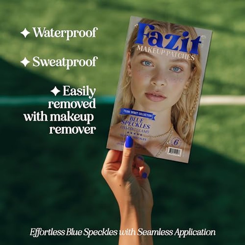 Fazit Makeup Patches - Face Makeup Patches - Beauty Face Makeup - Blue Speckles - Waterproof Blue Speckles - Temporary Face Blue Speckles For Women - 6 count