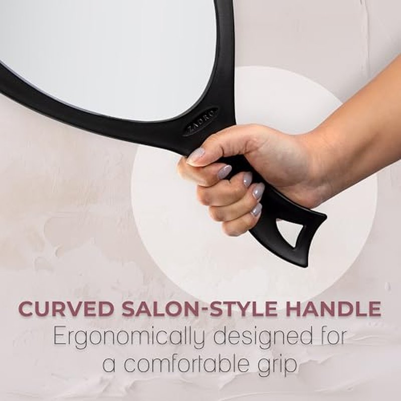 Zadro Salon Professional Extra Large Hand Mirror with Handle, 10" W x 19" L, Multi-Purpose Oval Handheld Mirror with New Distortion-Free Reflection (1, Bright Pink, Large (Pack of 1))