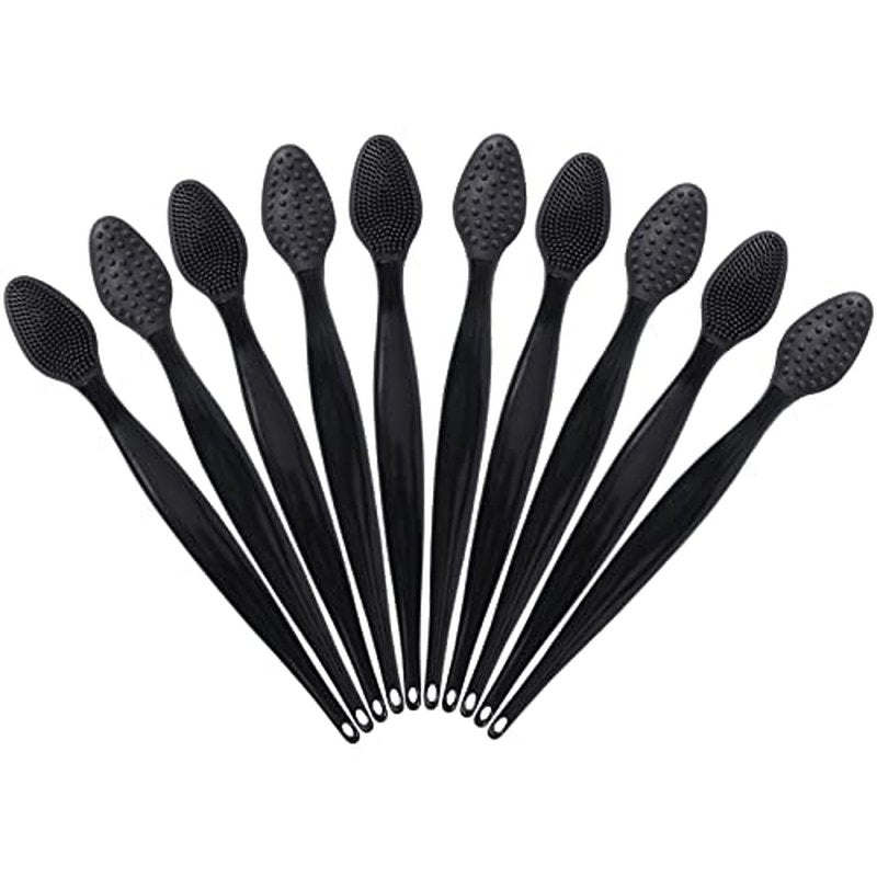10 Pcs Lip Scrub Brush, Ooloveminso Silicone Lip Scrubber Exfoliator Tool, Soft Double-Side Lip Brush Exfoliating for Dark Lips, Lip Care and Beauty-Green
