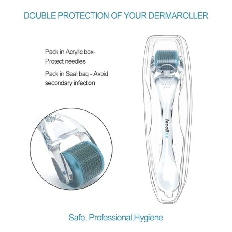 Microneedling Roller, INCELLICE Derma Roller, 200 Titanium Real Needle Micro Needling Roller for Men and Women