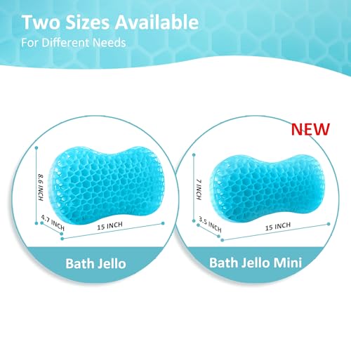 Sunlit Bath Jello Mini Gel Bath Pillows, Lumbar Pillow for Bathtub, Back Support Pillow, Gel Pillow with Non-Slip Suction Cups for Lumbar, Back Rest Support, Fits Curved or Straight Back Tubs, Aqua
