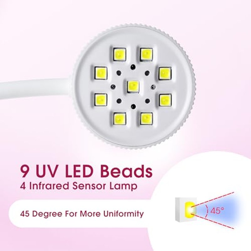 Gel X Lamp 27W Mini Flash Cure Light for Gel X Nails Rechargeable Goose Neck UV Lamp Nail Dryer, Quick Drying Gel X Nail Lamp Flash Cure Lamp for Nail Salon Home DIY Manicure