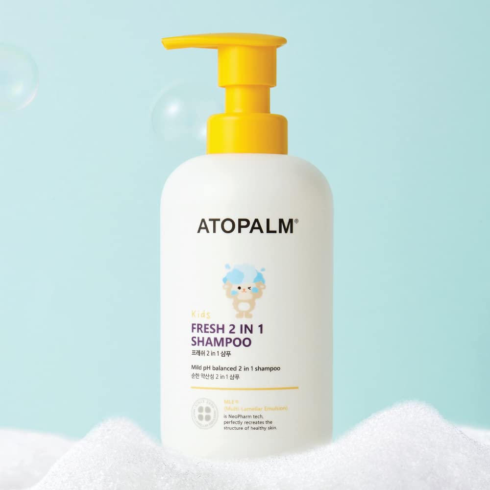ATOPALM Fresh 2 in 1 Shampoo 15.5 Fl. Oz., 460ml, Kids Tear-Free Shampoo & Conditioner | Mild Cleanser for Sensitive Scalp and Weak Hair | Tangle-Free Care with Argan Oil