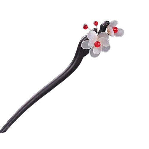 Yuri Hairpin Hair Clasp Sticks Picks Pearl Shell White Crystal Long tassels Hair Accessories For Long Hair Women Wedding Hanfu Cheongsam (ebony green leaf)