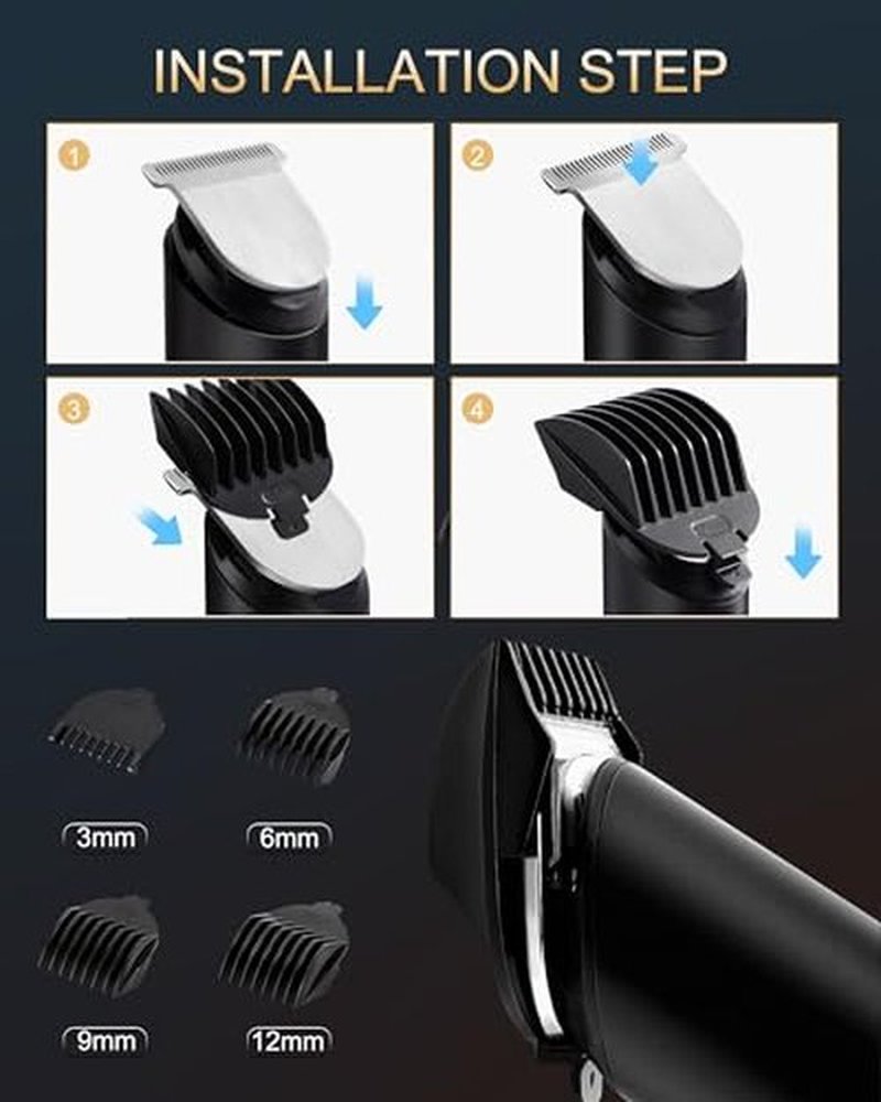 PRITECH Manscape Trimmer for Men, Beard Trimmer for Men, Rechargeable Shavers for Men, Electric Razor for Men, Cordless Hair Clippers, Waterproof Body Trimmer with Standing Recharge Dock(Black)