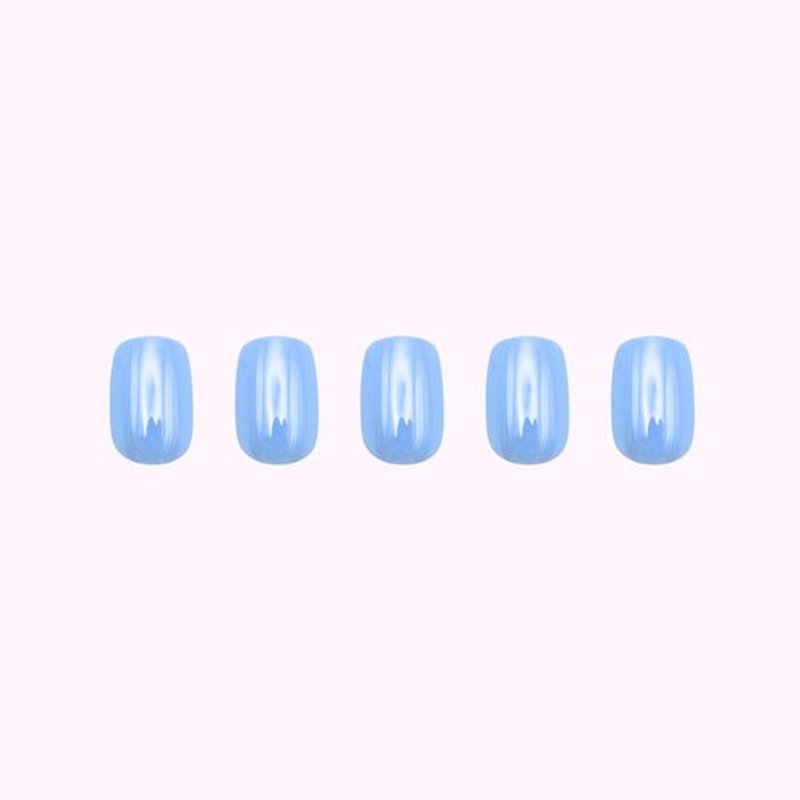 Lopotichat Ultra-Resistant Gel Press-On Nails Set - 30 Nails in 15 Sizes for Perfect & Natural Fit - Reusable Manicure for DIY Salon-Quality Nails at Home (Blueberry Baby)