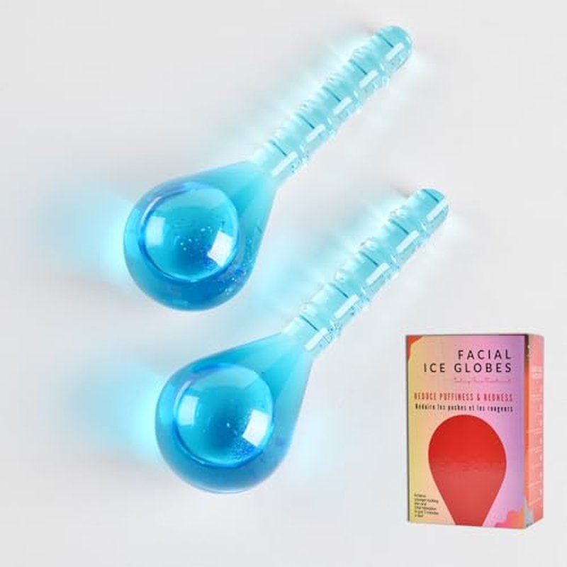 Ice Globes for Face Eye, Facial Ice Globe Cooling Ball Skin Care Beauty Tool, Skin Care Icy Roller Reduce Eye Puffy Redness Smooth Wrinkles, Frozen Globes Cryo Stick for Home Spa Relax, Glitter Blue
