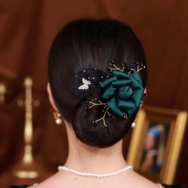 Insstyle Full Star Flower Hair Accessories, Hand Embroidered Flowers Deft Bun Hair, Character Hair Accessories,Lazy Hair Curler (A9)