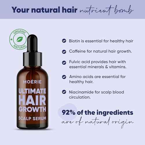 MOERIE Ultimate Hair Growth Serum for Natural Hair Regrowth & Thickening - Anti Thinning & Hair Loss Treatment for Women - Rapid Hair Growth Products - Scalp Oil Alternative - 1.69 fl oz, 2 pack