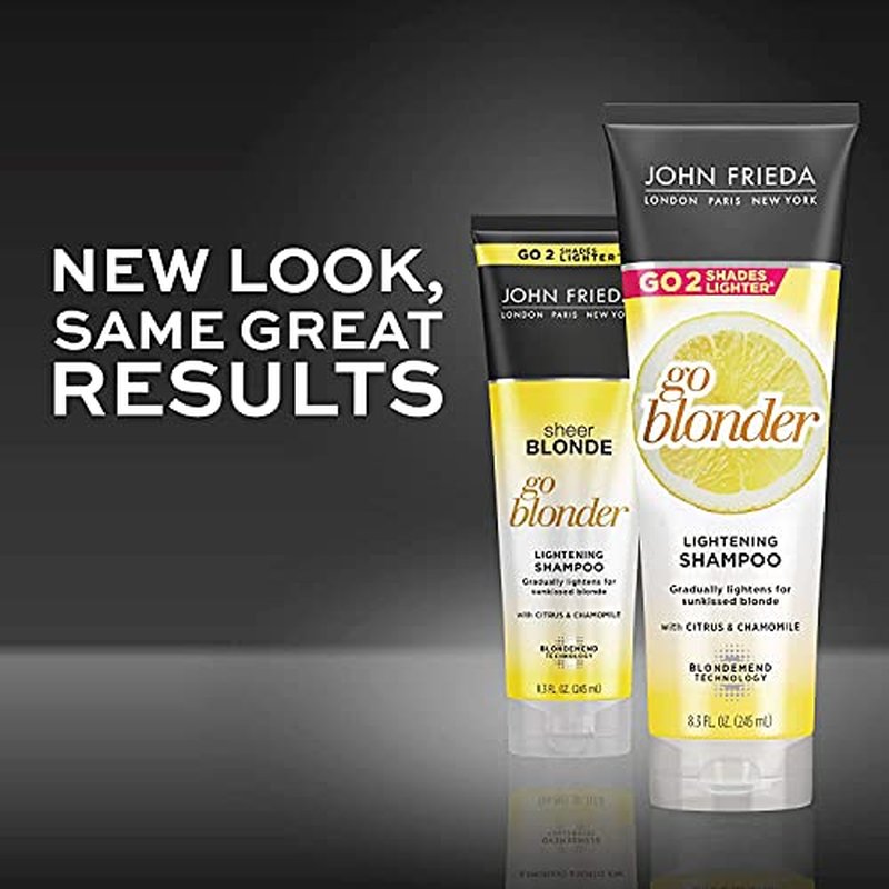 John Frieda Go Blonder Lightening Shampoo for Blonde Color-Treated Hair, free of Paraben, Phthalate, Silicone, Ammonia, Cruelty 8.3 oz Bottle Vegan (Pack of 2)