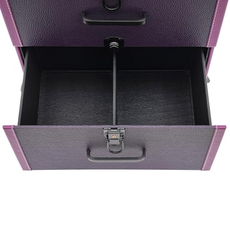 PalaUha Rolling Makeup Train Case Professional Cosmetic Organizer Trolley with Drawers Compartment Nail Case Wheeled Manicure Pedicure Storage Case for Hair Stylists Makeup Artists (Purple & Black B)