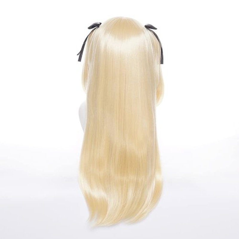 Mystylecos Game Genshin Impact Fischl Light Gold Straight Wig with Ribbon Women Cosplay Synthetic Wig