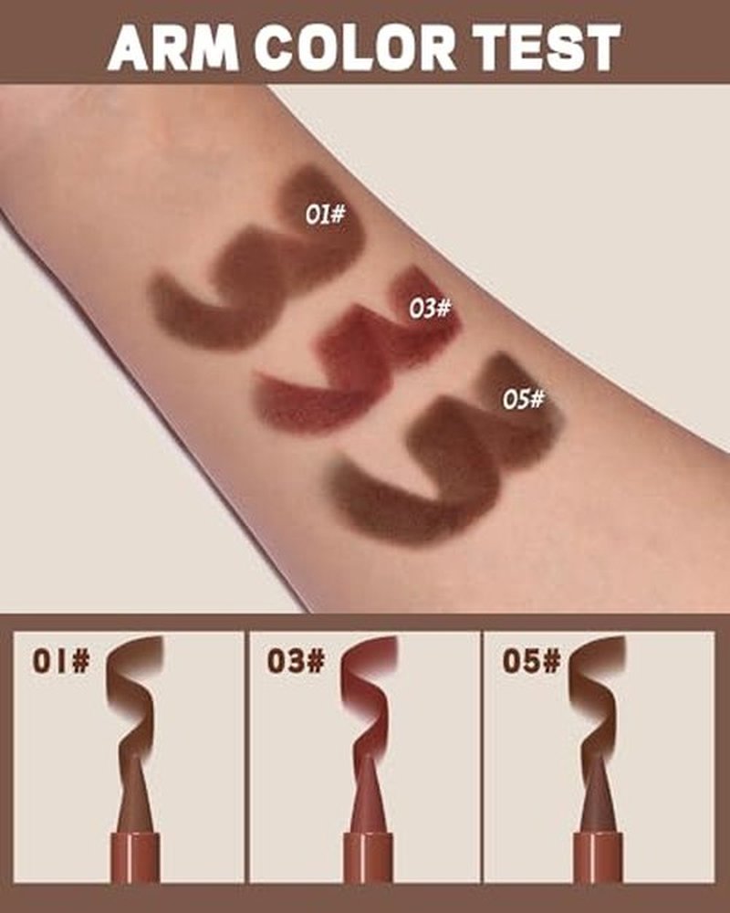 3 Colors 2 in 1 Lip Liner Lipstick Set, Gradient Matte Nude Dark Brown Red Lip Liner Velvet Plumping Lip Pencil, Women High Pigmented Long Lasting Lip Crayon Makeup for Gradual Ombre Effect,01+03+05