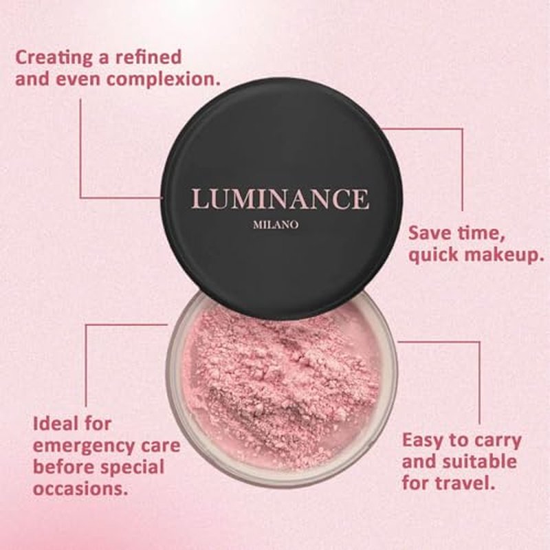 LuminousMilano Powder, LuminousMilano Pink Powder, Blurring Setting Powder, Pink Setting Powder Loose Blurring, Pink Setting Powder Blurring, Blurring Powder for All Skin Tones (1)