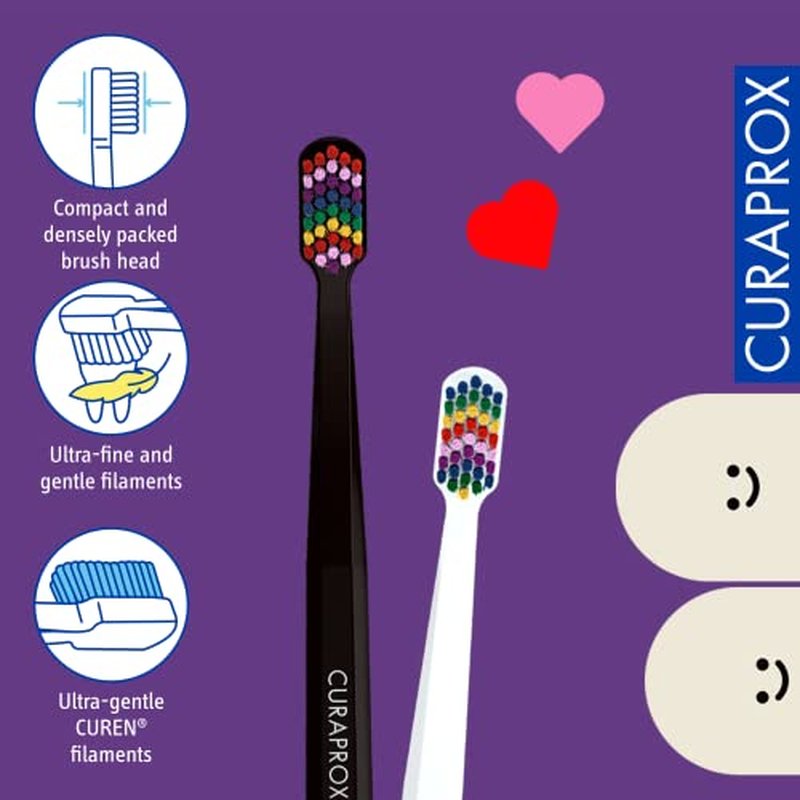 Curaprox CS 5460 Ultra-Soft Blue and Pink Battery Powered Toothbrush for Adults, Different Days Special Edition, Pack of 2