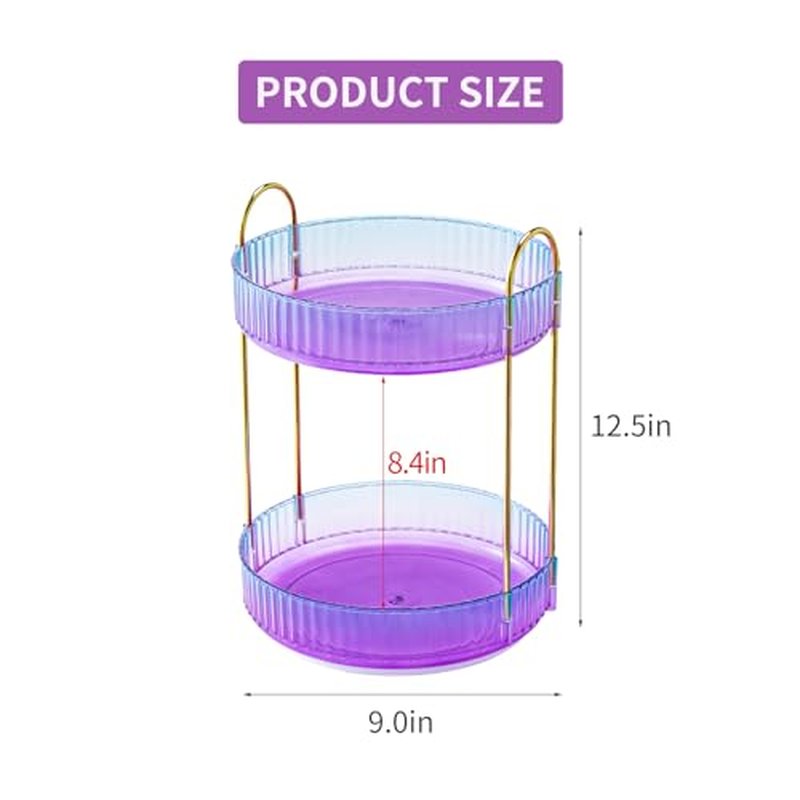 shuang qing Lazy Susan Rotating Makeup Organizer for Vanity, High-Capacity Skincare Clear Make Up Storage Perfume Organizers Cosmetic Dresser Organizer Countertop 360 Spinning（1 Tier-Green）